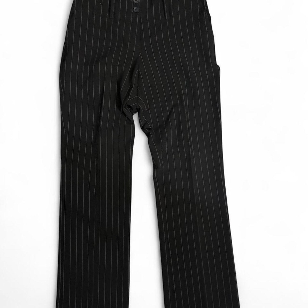 Y2K New York & Company Black Pinstripe Flare Dress Pants Petite 4 Office Siren